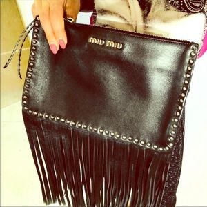Miu Miu black fringe crossbody bag